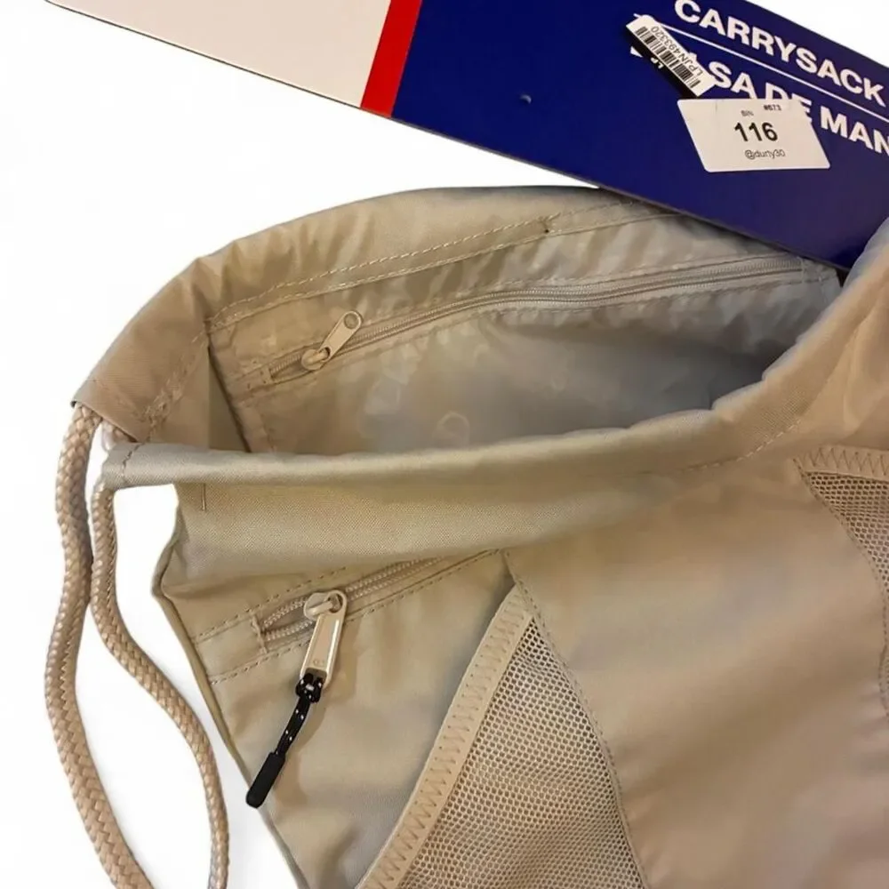 NWT Champion Method Beige Drawstring Carry Sack Backpack